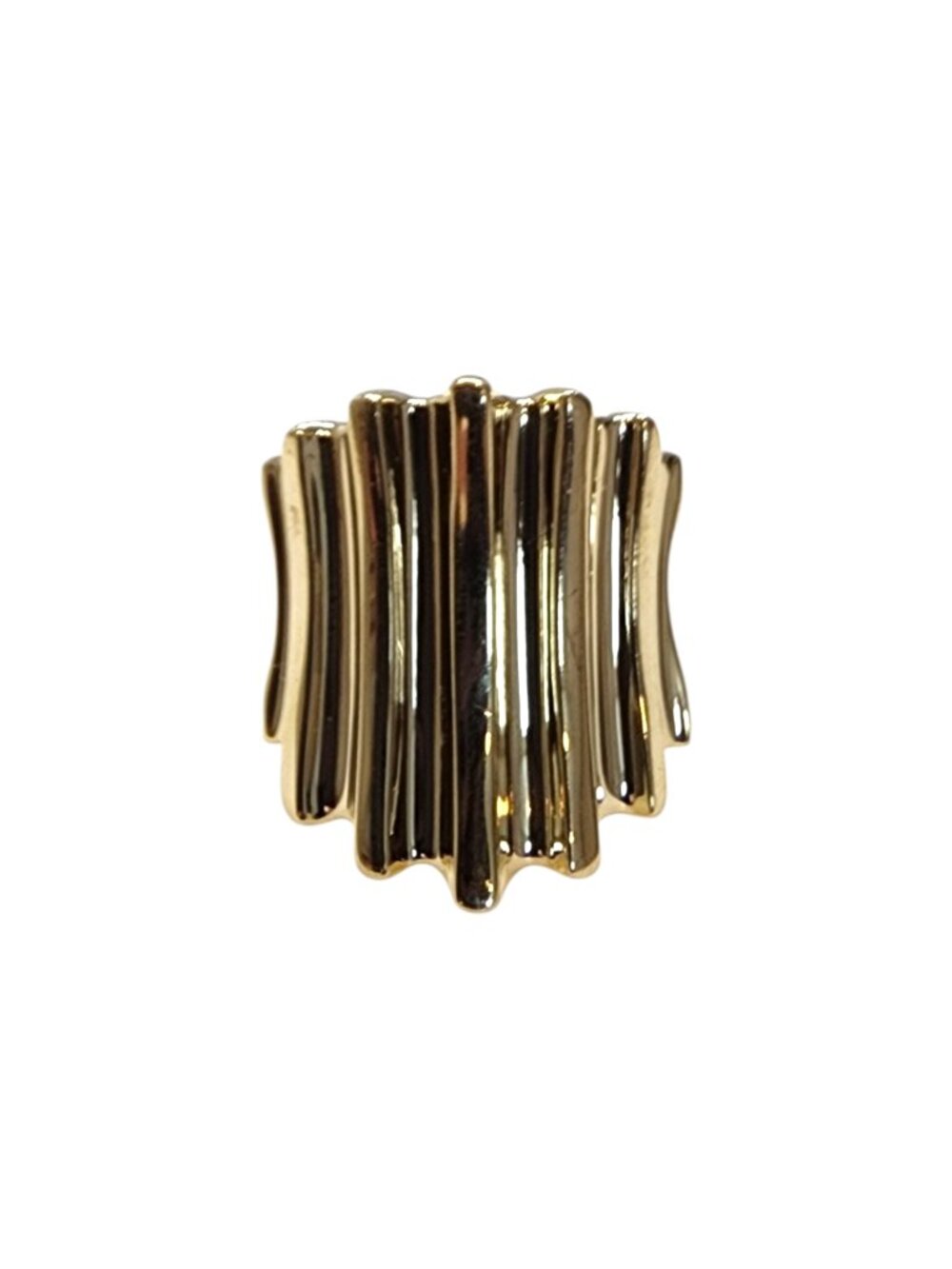 14K Yellow Gold Wide Ridged Ring Size 9.25 #25511